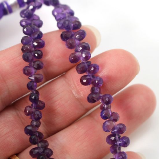 Wholesale February Birthstone -Semi-Precious Gemstone Beads - Faceted Briolette  - Amethyst (1 Strand)