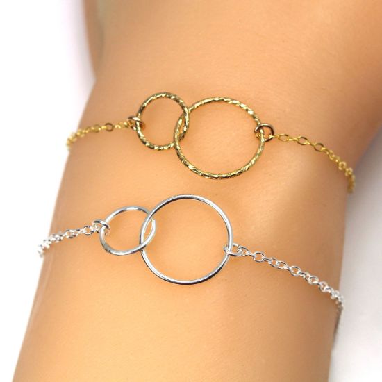 Wholesale Sterling Silver Interlocking Round Connectors - 10mm & 6mm OR 15mm & 10mm (sold per piece)