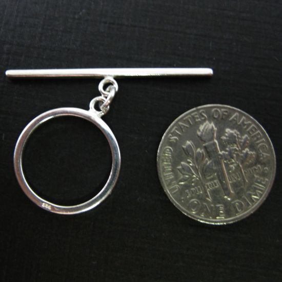 Wholesale Sterling Silver Simple Round Toggle with Long Bar 16mm (Sold Per Set)