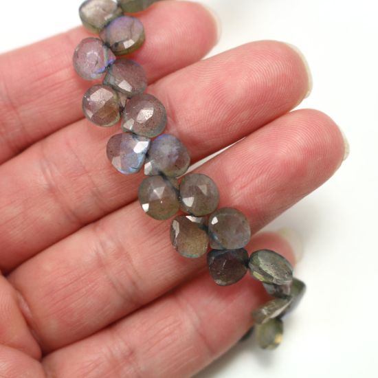 Faceted labradorite gemstone strand