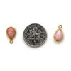 Wholesale Bezel Charm Pendant - Gold Plated Sterling Silver Charm - Natural Pink Opal - Tiny Teardrop Shape- October Birthstone