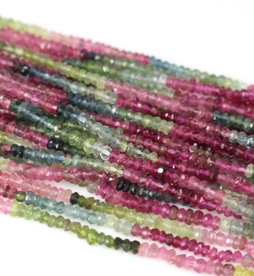 Wholesale Tourmaline - Semiprecious Gemstone Beads - Faceted Rondelle Beads -  13 inches