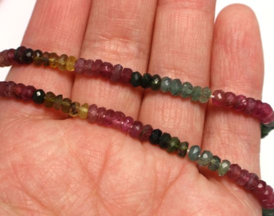 Wholesale Tourmaline - Semiprecious Gemstone Beads - Faceted Rondelle Beads -  13 inches
