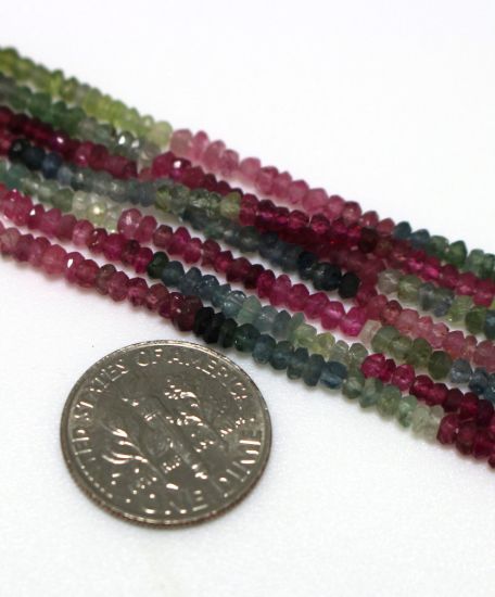 Wholesale Tourmaline - Semiprecious Gemstone Beads - Faceted Rondelle Beads -  13 inches