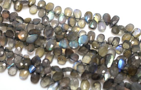 Wholesale Semiprecious Gemstone Beads -100% Genuine Labradorite  Gemstone Bead - Faceted Pear Shape - (Sold Per Strand)