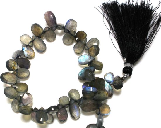 Wholesale Semiprecious Gemstone Beads -100% Genuine Labradorite  Gemstone Bead - Faceted Pear Shape - (Sold Per Strand)