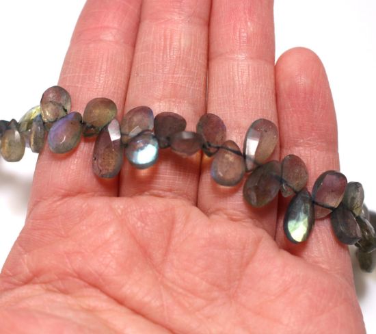 Wholesale Semiprecious Gemstone Beads -100% Genuine Labradorite  Gemstone Bead - Faceted Pear Shape - (Sold Per Strand)