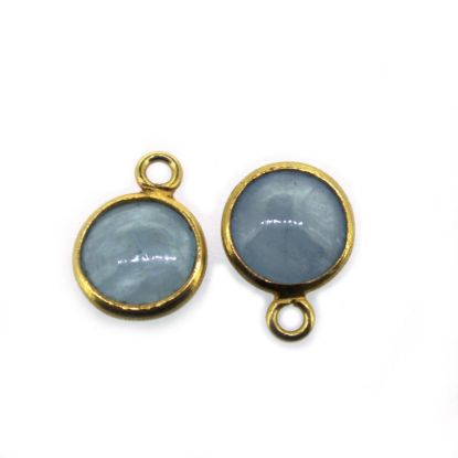 Wholesale Bezel Charm Pendant  Natural Aquamarine Tiny Round Shape March Birthstone 