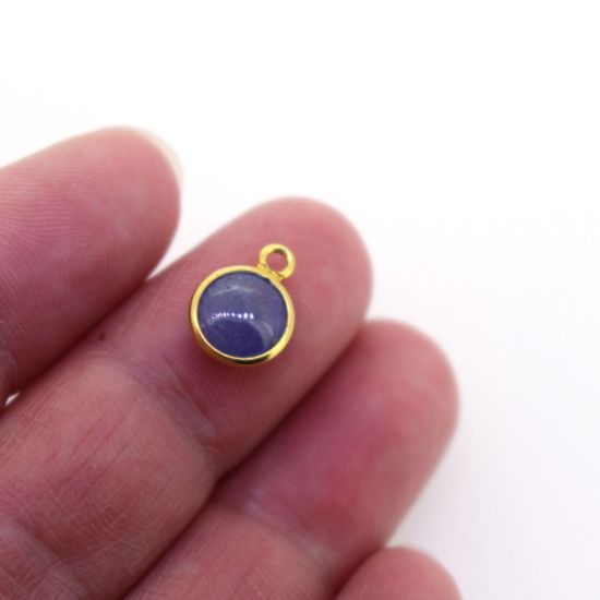 Wholesale Bezel Charm Pendant Natural Tanzanite Tiny Round Shape December Birthstone