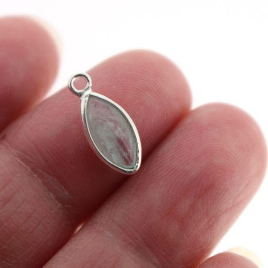 Wholesale Bezel Charm Pendant - Sterling Silver Charm - Natural Aquamarine -Tiny Marquise Shape -6x13mm