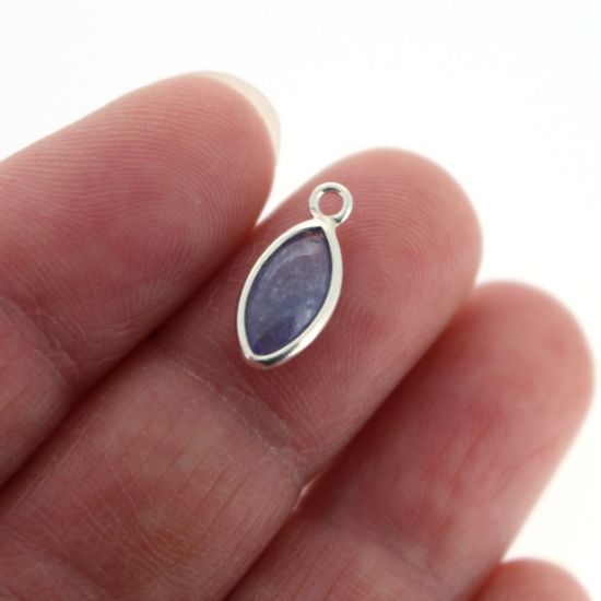 Wholesale Bezel Charm Pendant - Sterling Silver Charm - Natural Tanzanite -Tiny Marquise Shape -6x13mm