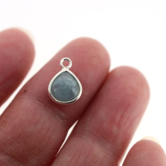 Wholesale Bezel Charm Pendant - Sterling Silver Charm - Natural Aquamarine -Tiny Heart Shape -7mm