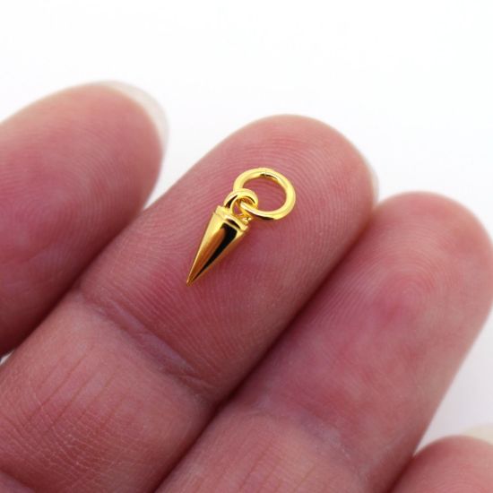 Wholesale Gold plated Sterling Silver Spike Stud Charm, Charms and Pendants for Jewelry Making, Wholesale Findings