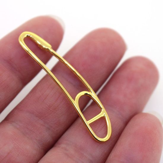 Wholesale Gold Over 925 Sterling Silver Paper Clip Charm - 40x8 mm (1 pc)
