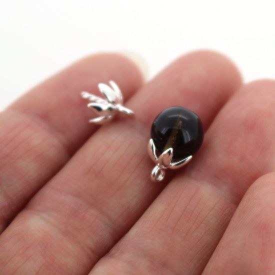 Wholesale 925 Sterling Silver Small Flower Bead Cap Bail with Post - 7mm (1 pc)