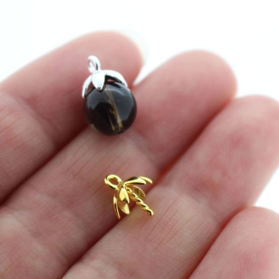 Wholesale Gold over Sterling Silver Small Flower Bead Cap Bail with Post - 7mm (1 pc)