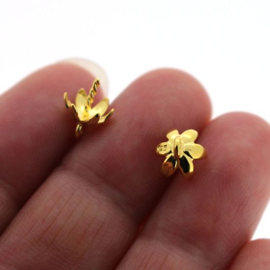 Wholesale Gold over Sterling Silver Small Flower Bead Cap Bail with Post - 7mm (1 pc)