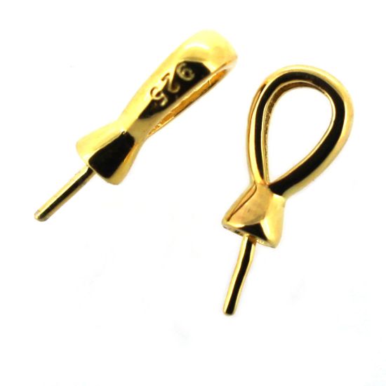 Wholesale Gold over Sterling Silver Simple Bead Cap Bail with Post - 13mm (1 pc)