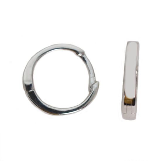 Wholesale Sterling Silver Smooth Huggies Hoop Earrings -13.5mm (Sold Per Pair)