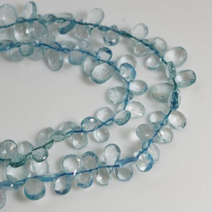 Wholesale Semiprecious Gemstone Beads - 100% Genuine Aquamarine Gemstone Bead - Faceted Pear Shape - 2 Sizes available(Sold Per Strand)