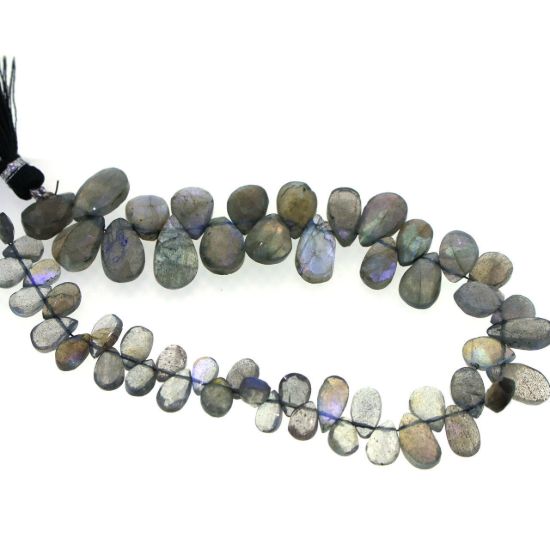 Wholesale Semiprecious Gemstone Beads -100% Genuine Labradorite  Gemstone Bead - Faceted Pear Shape -Graduated size- (Sold Per Strand)