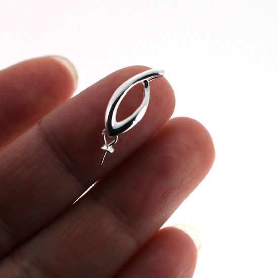 Wholesale 925 Sterling Silver Flame with Swinging Peg Bail Cap for Drilled Pearls and Beads