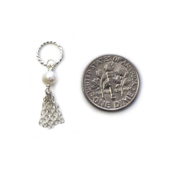 Wholesale Sterling Silver Tiny Twisted Ring Freshwater Pearl Tassel 