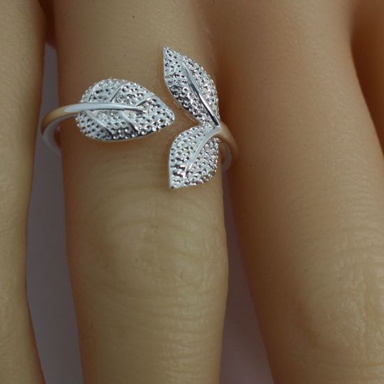 Wholesale Sterling Silver Adjustable Leaf Ring (1 piece)