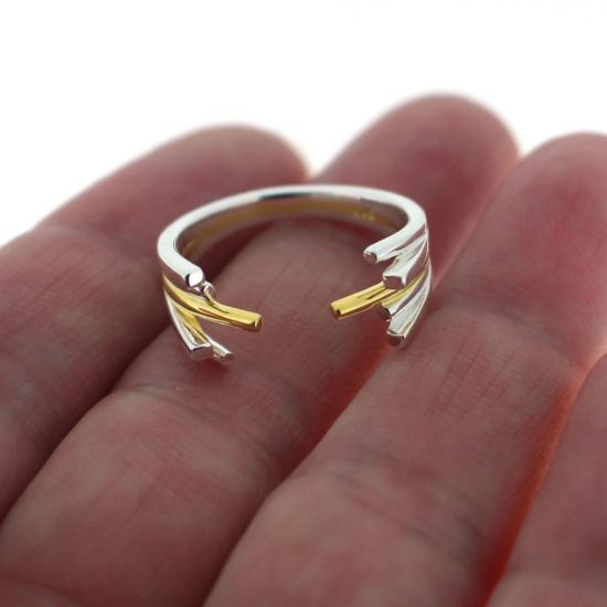 Wholesale Sterling Silver Adjustable Two Tone Spikes Ring (1 piece)