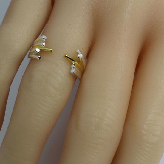 Wholesale Sterling Silver Adjustable Two Tone Spikes Ring (1 piece)