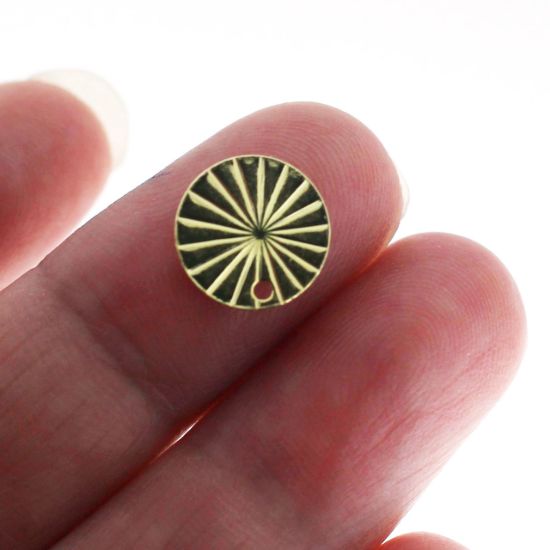 Wholesale Gold over Sterling Silver Textured Round Shape Charm 10mm (1 pc)