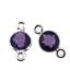 Wholesale Sterling Silver Bezel Gemstone Connectors- 6mm Faceted Coin Shape - Amethyst Quartz - February Birthstone