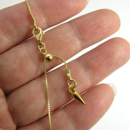 Wholesale Gold over  Sterling Silver Adjustable Necklace Chain - Tiny Box Chain -Adjustable  up to 22"
