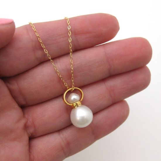 Wholesale Essential Oil Mini Series Bottle Necklace - Round Shape - Pearl