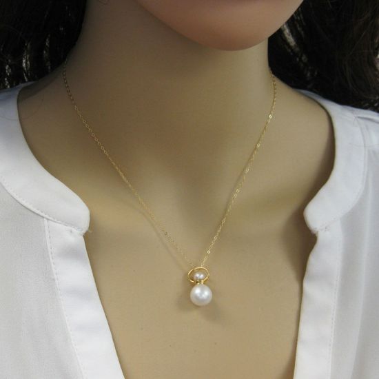 Wholesale Essential Oil Mini Series Bottle Necklace - Round Shape - Pearl