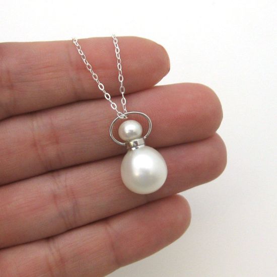 Wholesale Sterling Silver Essential Oil Mini Series Bottle Necklace - Round Shape - Pearl