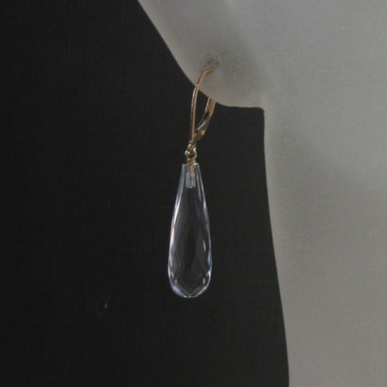 Wholesale 14K Yellow Gold - Long Teardrop Crystal Earrings(1 pair)