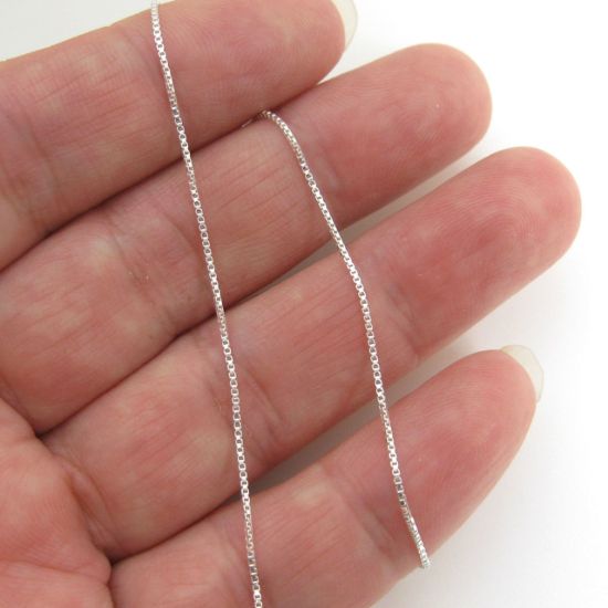 Wholesale 925 Sterling Silver 0.8mm Tiny Box Beading Chain - Unfinished Bulk Chain - (sold per foot)