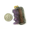 Wholesale Natural Amethyst Pave Pendulum Style Pendant - Raw Amethyst Druzy (1 pc)