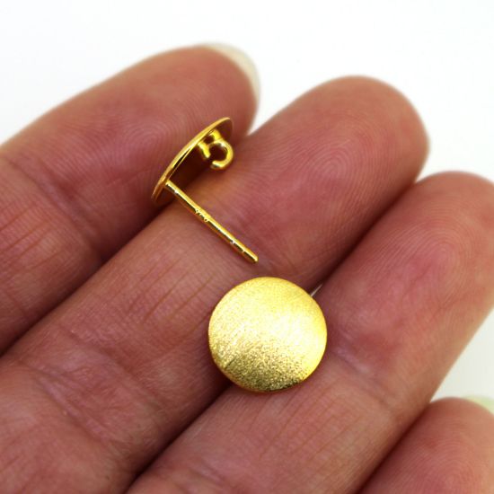 Wholesale Gold Over 925 Sterling Silver Textured Round Ear wires - 10mm (1 pair)