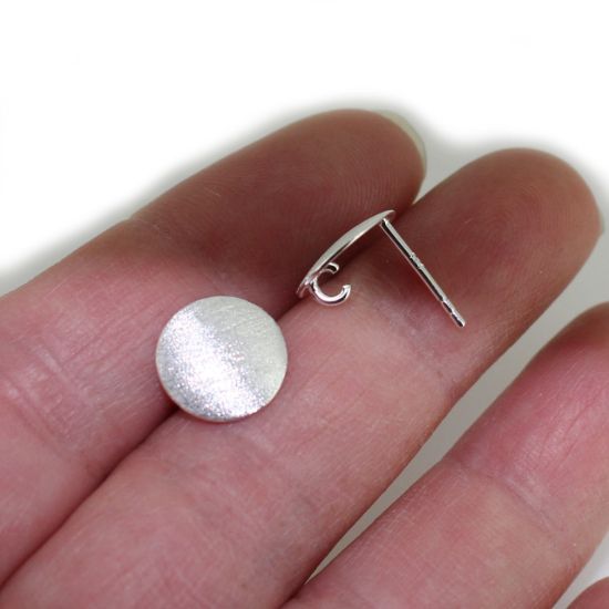 Wholesale 925 Sterling Silver Textured Round Ear wires - 10mm (1 pair)
