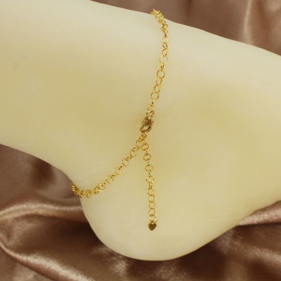 Wholesale 1/20 Gold Filled Finished Adjustable Chain Bracelet and Anklet with Heart-Belcher Chain