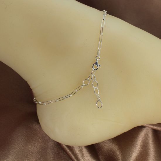 Wholesale Sterling Silver Basic Adjustable Chain Anklet and Bracelet- Paper Clip Long Box Chain