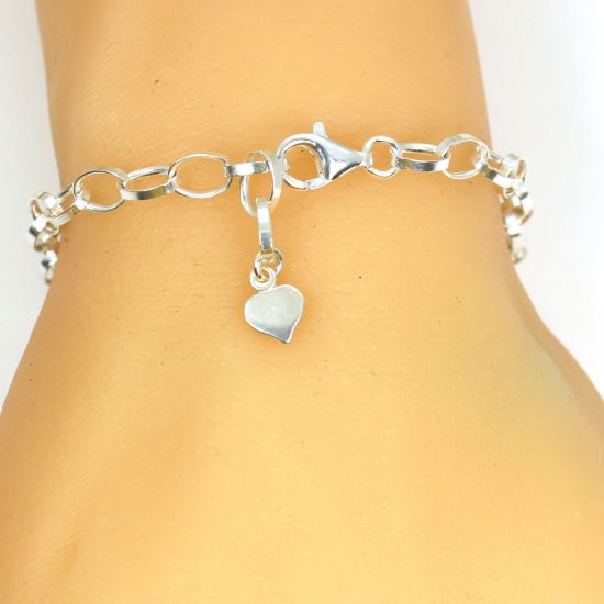 Wholesale Sterling Silver Basic Adjustable Chain Anklet and Bracelet- Flat Oval Rolo Chain