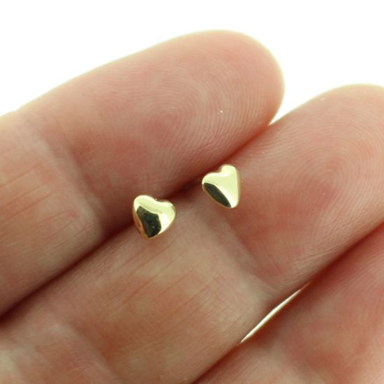 Wholesale 14K Solid Yellow Gold 4mm Heart Post Earring with Screw Back (1 pair)