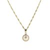Wholesale Solid 14K Yellow Gold  Bezel White Freshwater Pearl Necklace - 16"