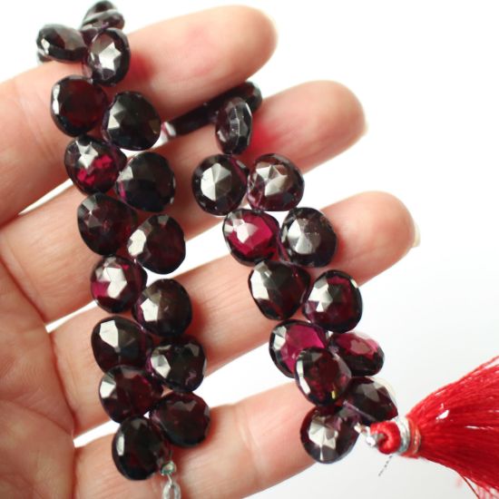 Wholesale Garnet-Faceted Heart Shape Gemstone Bead Strand  10mm -Grade B ( per Strand)