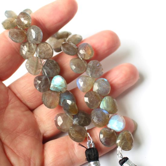 Wholesale Labradorite-Faceted Heart Gemstone Bead Strand 10 mm  Grade B (per  Strand)