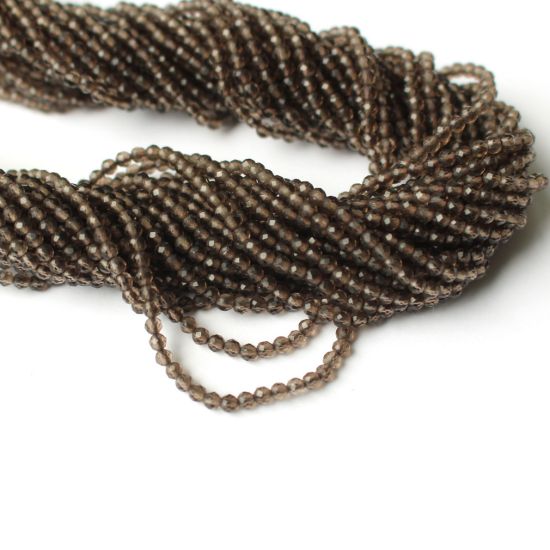 Wholesale Gemstone beads - Smokey Quartz Faceted Round Beads - 2.4mm - 13 inches - full strand