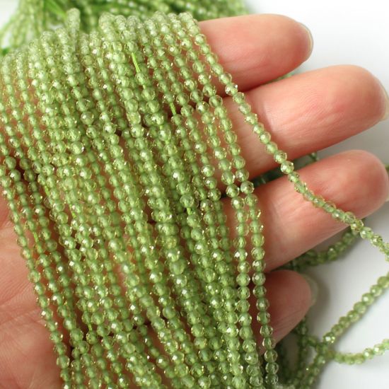 Wholesale August Birthstone- Gemstone beads - Natural Peridot Faceted Round Beads - 2.4mm - 13 inches